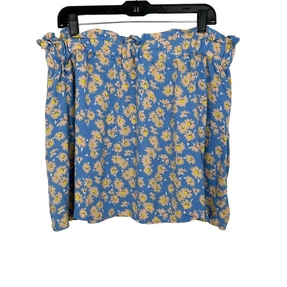 Who What Wear Blue Daisy Print Skirt Women's Size XL (No Belt) - Picture 3 of 12